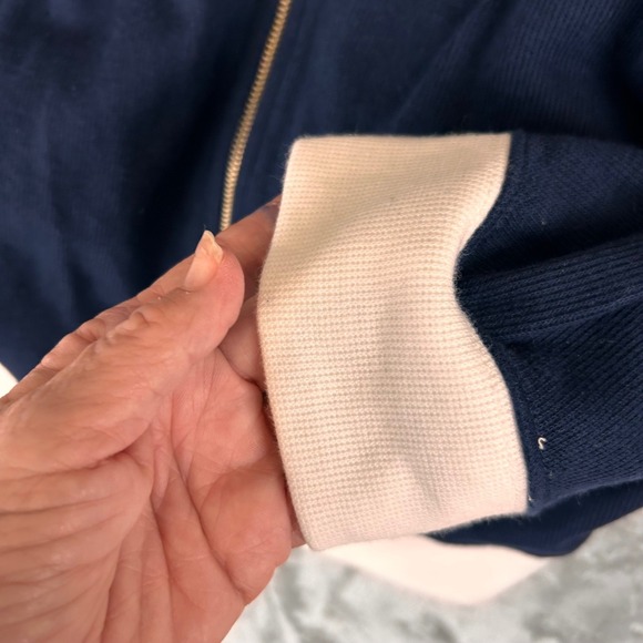 Jason Woman Navy Blue Cotton Zip Up Jacket Nautical Anchor Emblem Size 3X - Picture 14 of 14